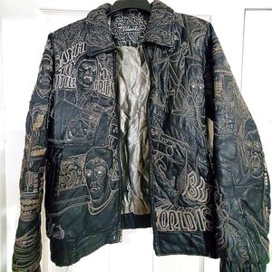 Scarface black leather bomber jacket size: small